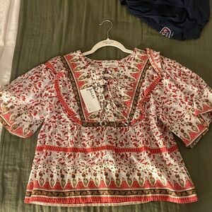 Red and White Bohemian Top